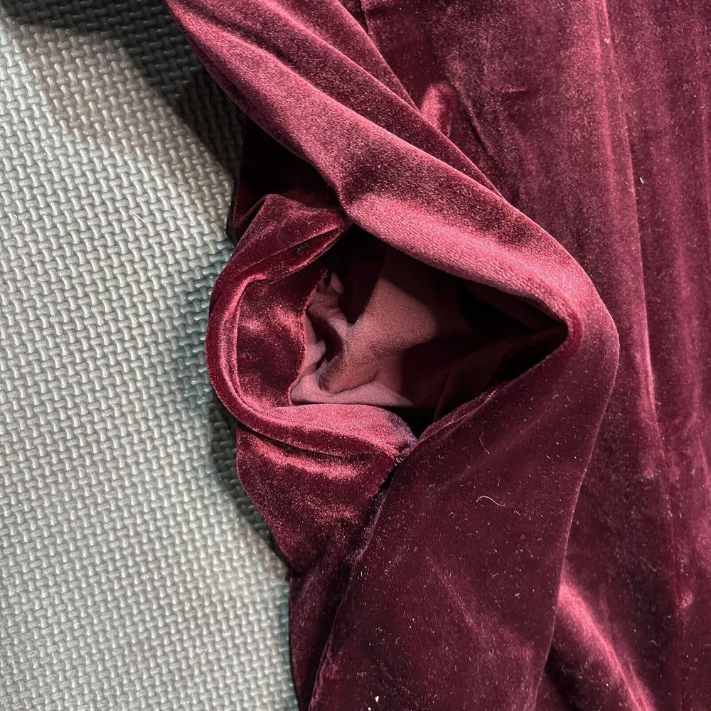 Greylin Anthropologie Luna Velvet Jumpsuit Wide Leg Cropped Burgundy‎ Small - Picture 7 of 15